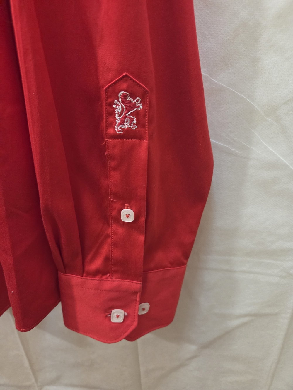 Men's Red Dress Shirt with Contrast Collar - Picture 4 of 8